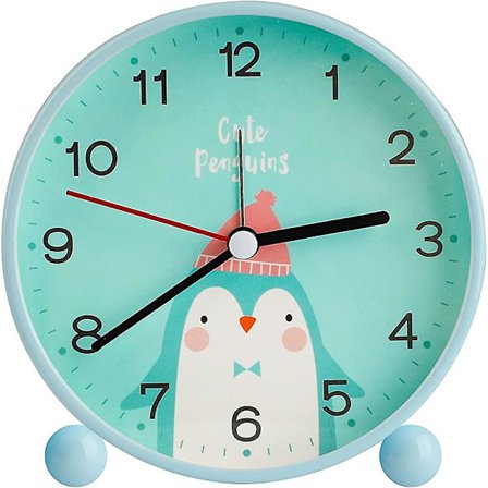 Tum tum väckarklocka för flickor pojkar barn, analog tyst väckarklocka