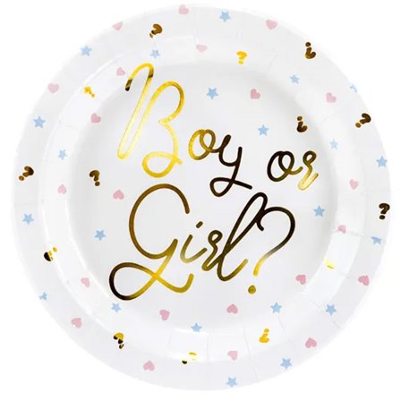 Boy or Girl Paptallerkener 23 cm 6-pak