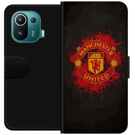 Kompatibelt Lommeboketui til Xiaomi Xiaomi Mi 11 Pro Manchester United logo i rød og gul farge med røff sportslig bakgrunn