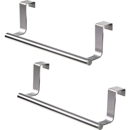 Håndklestativ for dør, håndkleholder for bad, kjøkkenhåndklekrok, for dør, ingen boring nødvendig, sølv - 2 stk