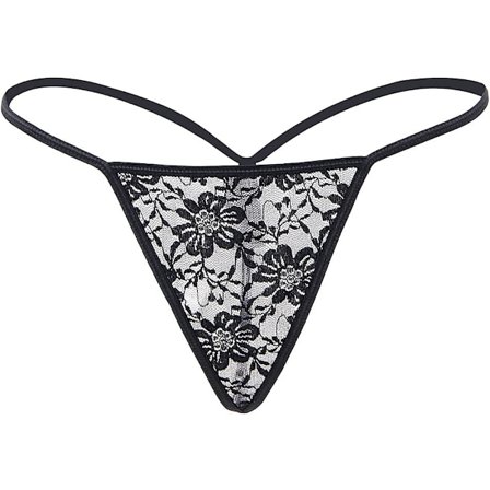 2025 Senaste Modell G-string Trosor för Kvinnor Sexiga Spets Låg Midja Underkläder för Damer Osynliga T-rygg Tanga Trosor Svart Medium-