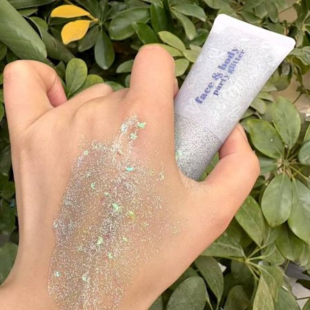 Transparent hvid ansigts- og kropsglimmer - Party glimmer festival rave kostume, egnet til kvinder og børn.