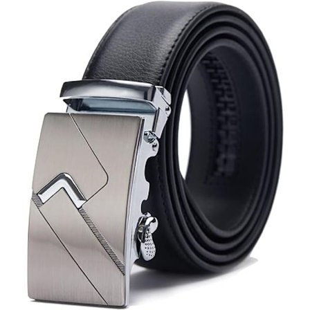 Herrebelte i skinn med automatisk spenne for menn 110-130 cm bredt svart belte