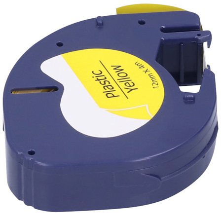 Etikettbandersättning för DYMO LETRATAG-maskinband DIY-utskriftstillbehör 12 mm x 4 meter Svart bokstav på gult 91202