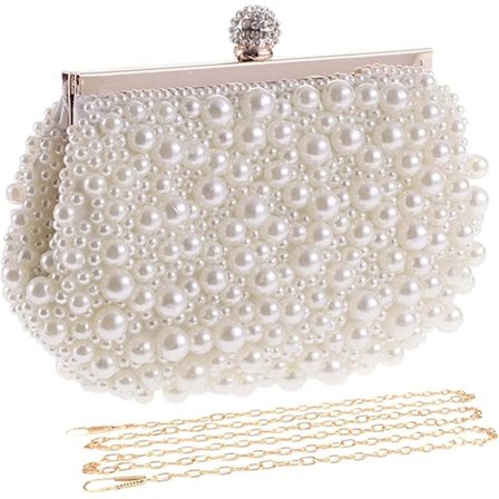 Dame Pärla Aften Clutch Kvinder Bryllup Håndtaske Festtaske Bal Brudetaske