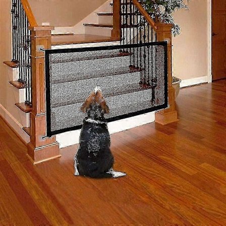 Sammenleggbar Uttrekkbar Hundesikkerhetsgrind For Trapper Og Baby - Svart (størrelse: 70*110cm) Zekai