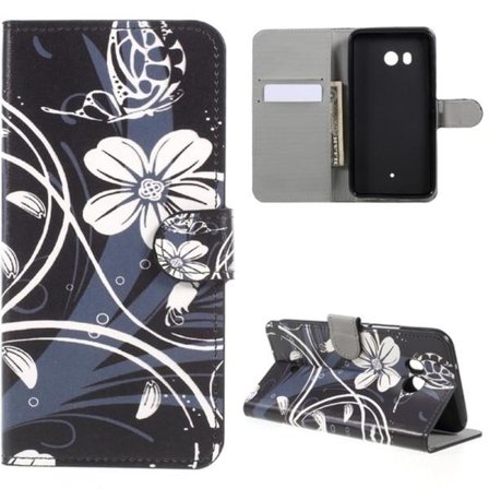 Plånboksfodral HTC U11 - Svart med Blommor