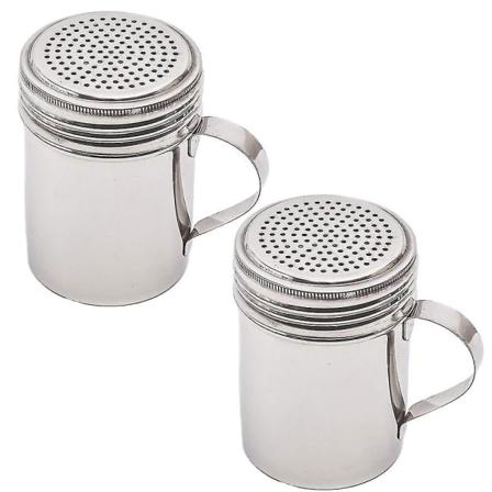 2 stk. rustfrit stål salt- og pebershakers med låg og håndtag Krydder Peberkværn