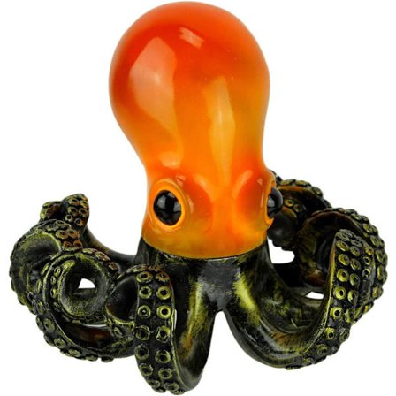 Bronze Resin Blæksprutte Lampe Kyst Accent Dekoration Rød Orange Nautica