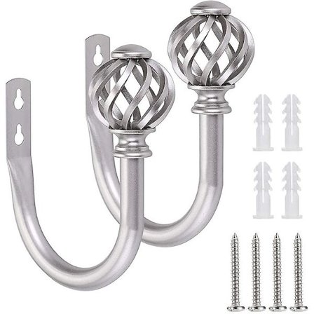 Ett par Nest modelleringsmetallgardinkrokar - Lätta dekorativa gardinklädsel gardinupphängningar upphängningsmetallkrok dekorativ krok (silver)
