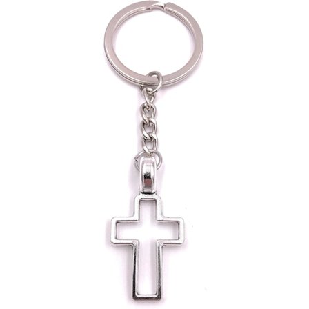 {hw} Jesus Kristus Kors Nyckelring Silver Metall Hänge