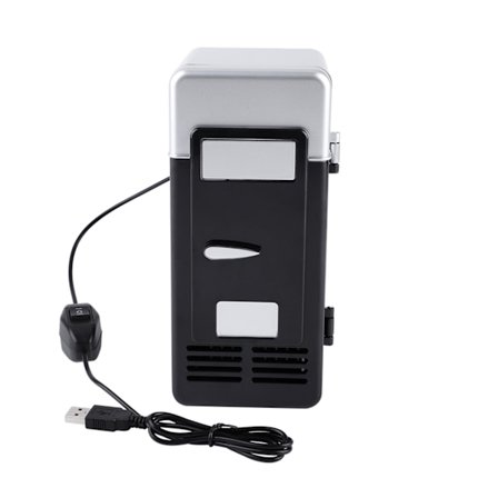 LED Mini USB-jääkaappi juomille ja tölkeille - Musta kannettava kylmälaatikko ja lämmitin Black_max