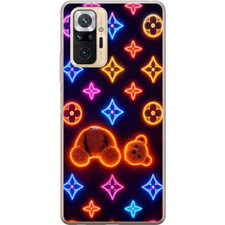 Kompatibelt Mobildeksel til Xiaomi Xiaomi Redmi Note 10 Pro Neonfarget luksusmønster med en glødende teddybjørn i pop-art-estetikk