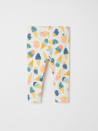 Polarn O. Pyret - PLAY leggings with ice-cream print - 56 - Childrenswear - white