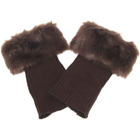 Dam vinter varm fuskpäls virkade stövlar kortärmade strumpor (brun) 1 par Brun