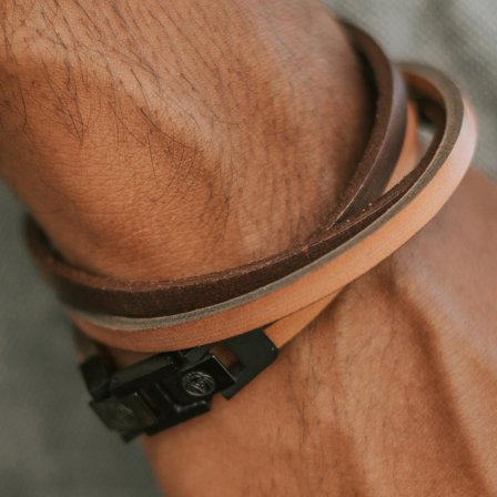 Bracciale Roy a doppia fascia a due tonalità per uomini - Bracciali in pelle