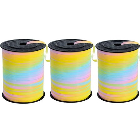 Regnbågsfärgat Krusband 457 Meter - 3 st Flerfärgat Krusat Ballongsnöre för Presentinslagning, Festdekorationer, Hantverk & Blomsterarrangemang