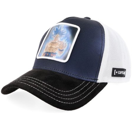 Capslab - Blå trucker Keps - Dbs Goku Black/White A-frame Trucker @ Hatstore