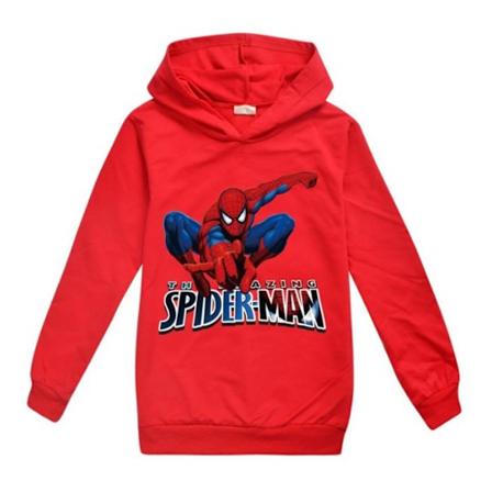 Spider-Man 3D-tryck barn hoodie kappa långärmad tröja toppar röd red 140cm