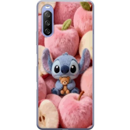 Kompatibel Mobilcover til Sony Xperia 10 III Stitch blandt lyserøde fluffy æbler med teddy og sød kawaii-æstetik
