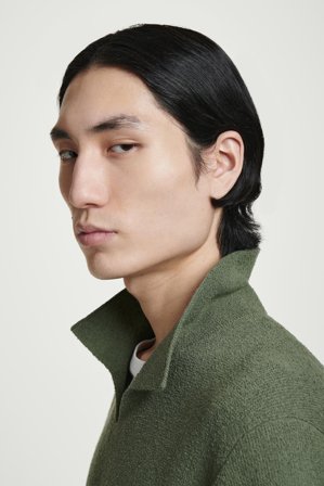 COS Homme Polo À Col Ouvert En Maille Bouclée