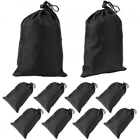 Svart dragsnöre väska 10 st bärbar polyester vattentät dragsnöre bärväska