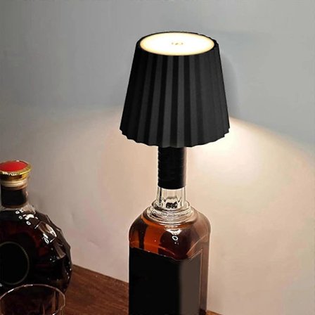 Stribet Indbygget Vinflaskelampe Med Trefarvet Lys Genopladelig Feeldesk Lampe Flye246473 Sort One Size