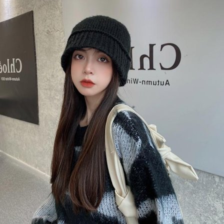 Spandbæret uldhue til kvinder - vinter, all-match fiskerhue, suita