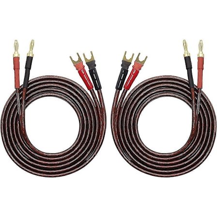 HiFi OFC høyttalerkabel med spadevirkning til bananplugg høyttalerjumperkabel, 4 bananplugg til 4 Y-Sha