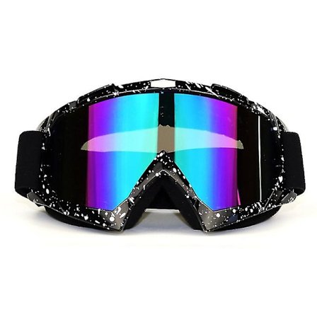 Maastohiihtolasit moottoripyöräilyyn, ulkoilulasit, tuulenpitävät lasit, laskettelulasit (musta kehys, valkoinen pistevärikalvo)