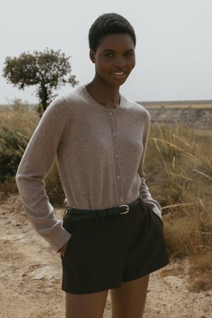 Premium Selection Cardigan en cachemire tricoté - Qualité premium - Beige - XS (EU 32)