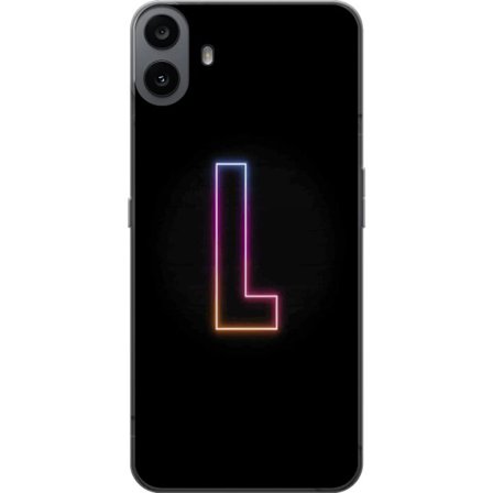 Kompatibel Mobilcover til Nothing Nothing CMF Phone 1 Minimalistisk neonbogstav L i blødt farveskiftende lys mod sort baggrund med ren grafisk æstet