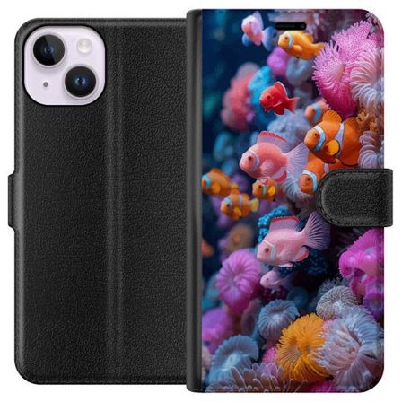 Kompatibelt Lommeboketui til Apple iPhone 15 Fisk Korall Hav Ocean Underwater