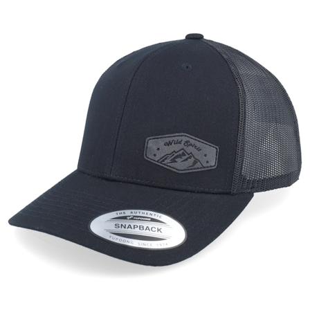 Wild Spirit - Small Mountain Black Patch Black Trucker Trucker Black Cap - @ Hatstore