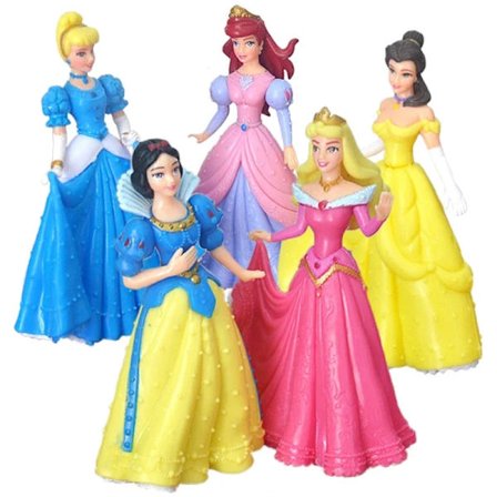 5 kpl Disney Princess -toimintafiguurisetti - Lumikki, Tuhkimo, Belle, Prinsessa, Merenneito-nuket