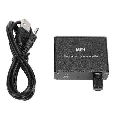 Elektret Mikrofon Forstærker Justerbar Gain 0-20db Kondensator Mikrofon Hovedtelefon Lydforforstærker ME1 3.5mm Input