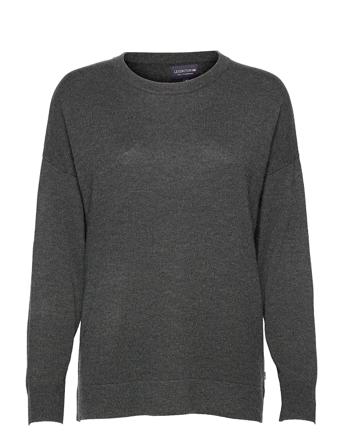 Valentina Merino/Viscose Blend Crew Neck Sweater Pullover Striktrøje Grå Lexington Clothing
