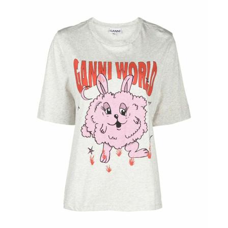 Ganni T-Shirts grå, Dam, Dam, Storlek: L