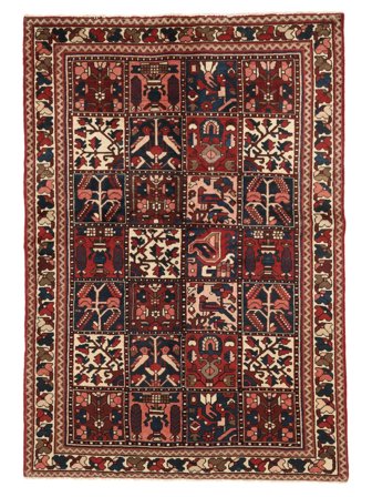 144X208 Tapete Oriental Bakhtiari Fine Preto/Vermelho Escuro (Lã, )