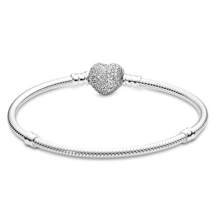 Pandora-kompatibelt berlockarmband, silver - glittrande hjärta