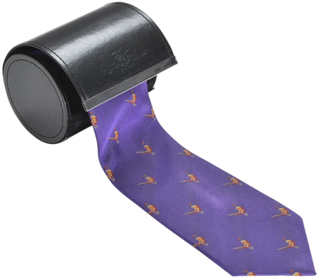 Alan Paine Ripon Silk Tie Standing Pheasant - Purple