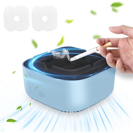 Ocean Rökfri Askkopp, Luftrenare Askkopp med 2 Ersättningsfilter