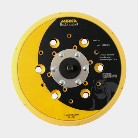 Tampone di supporto / piastra di base per levigatrici Mirka Backing Pad Net, Ø150 mm, M14, Grip 48 fori, medium, adatto per CEROS & DEROS