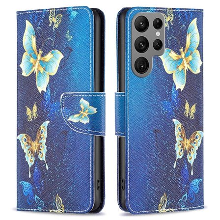 Wonderland Samsung Galaxy S24 Ultra flip-etui - Gylne Sommerfugler
