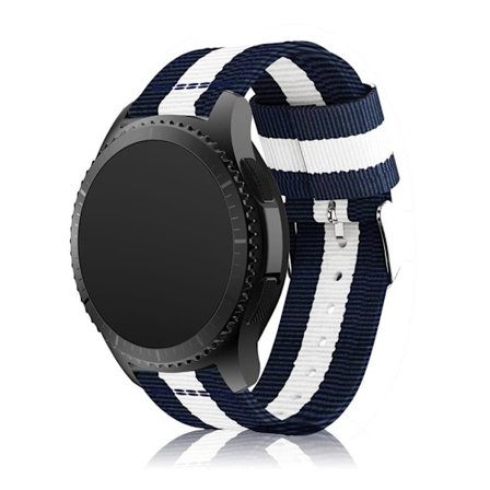 Samsung Gear S3 Nylon rem - Mørkeblå/hvid
