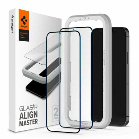 Iphone 12 Pro Max - Spigen 2-pack Alignmaster Glas.tr Heltäckand