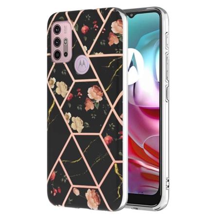 Marble Motorola Moto G20 / G30 / G10 Suojakotelo - Blue Flowers Multicolor