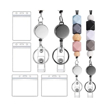 3 sæt sammentrækkelige snore til ID-kort, lærerlære med ID-holder, perlekæder til kvinder B