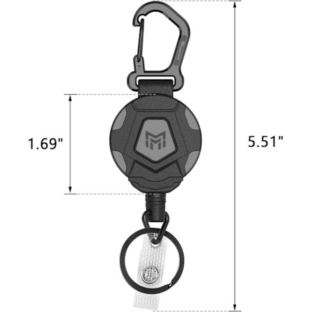2 stk. Trækbart nøglering, robust karabin-badgeholder, Tac