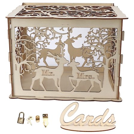 Gratulationskort box DIY trä par rådjur bröllopskort fall Logga in box dekoration box